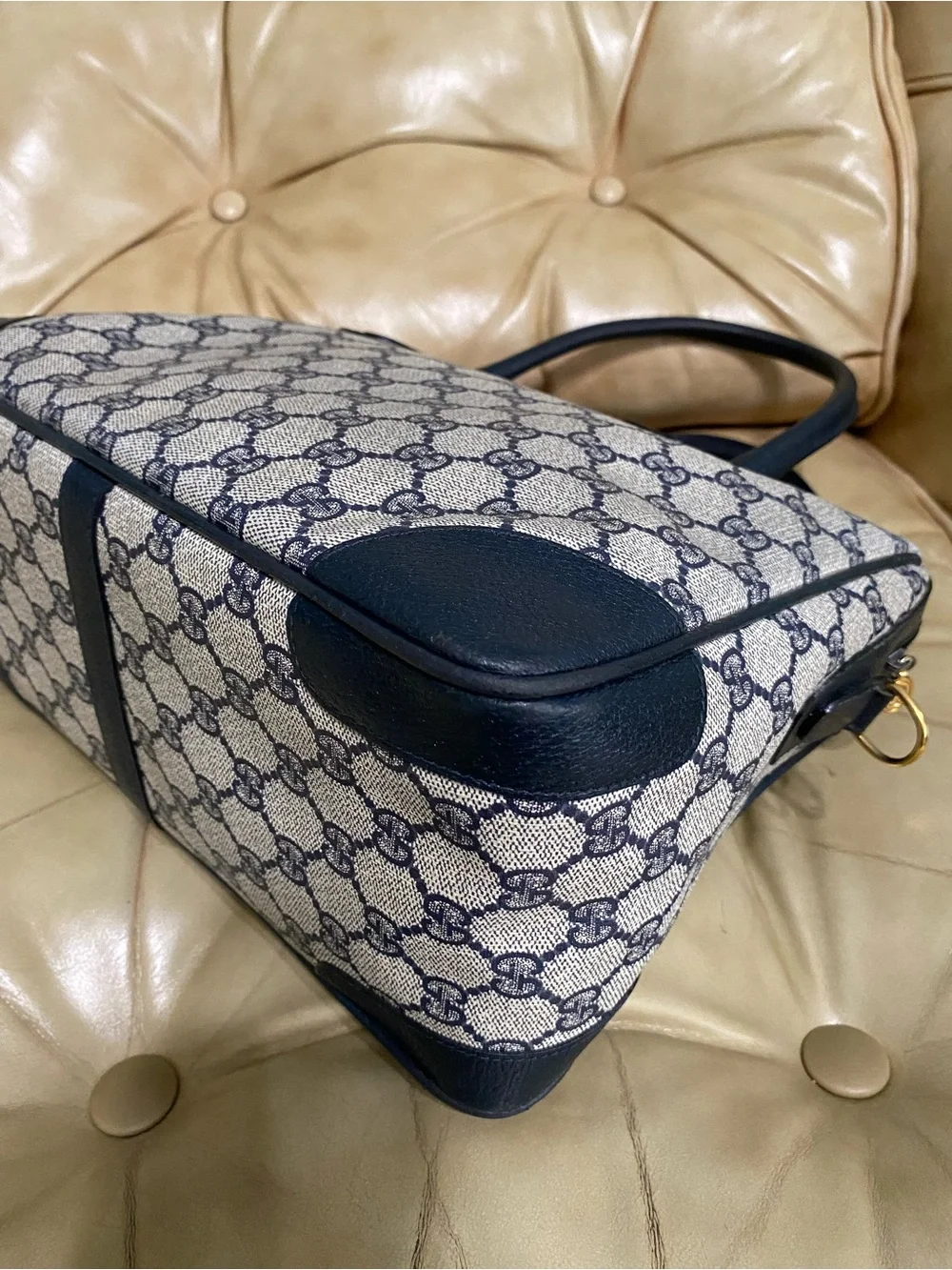 LKNW Vintage Gucci Large Satchel Bag GG Monogram Authentic Business Tote COA